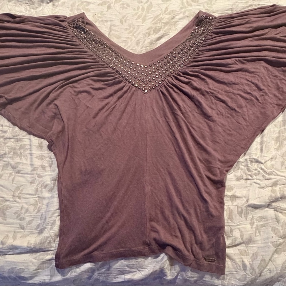 Women's Embellished V-Neck Dolman Top